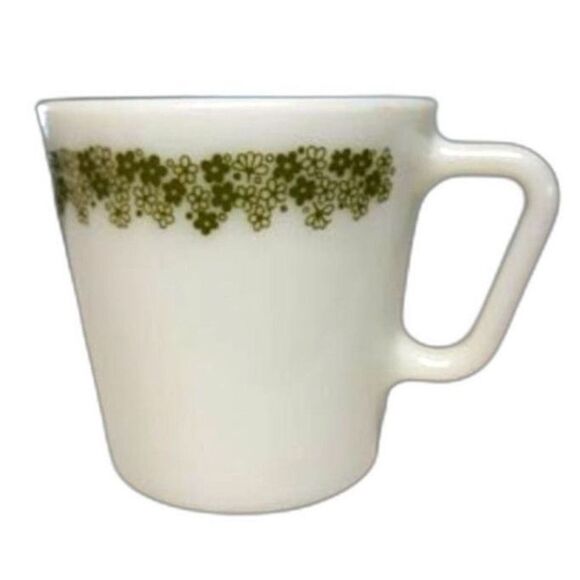 Pyrex Corelle Spring Blossom Crazy Daisy Milk Glass Coffee Mug Cup D Handle MINT - Picture 2 of 6